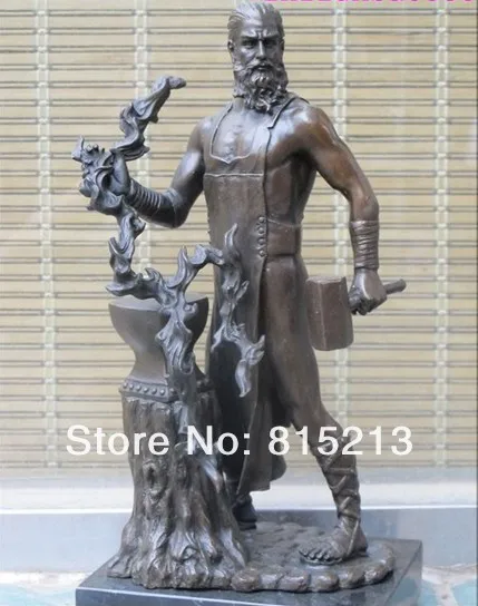 Bi0068 Греческая мифология Обожженный АРТ Бронзовый Гефест/Вулкан шен пожарной Статуя