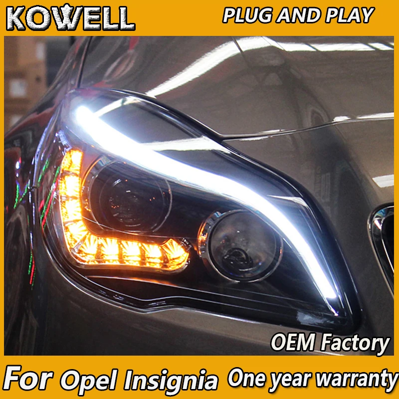 Kowell стайлинга автомобилей для Buick Regal фары для Opel Insignia- голову светодиодные лампы ДРЛ спереди света Би-ксеноновые линзы Xenon