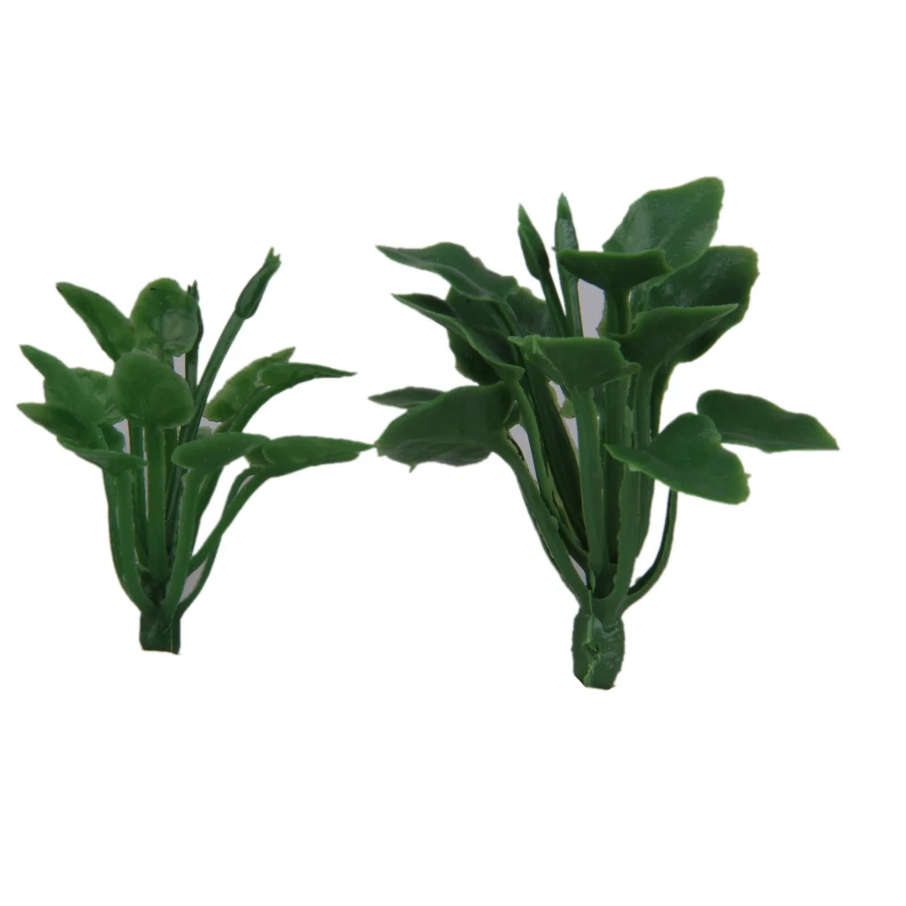 100x Mini Green Haert&Sword Shape Leaves Ground Grass Model Train Railway Layout Scenery HO OO Scale