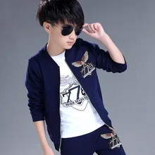New arrivel 2017 fashion spring children’s clothing male child sport clothes child autumn boy 3 pieces coat+ pants+ T-shirt