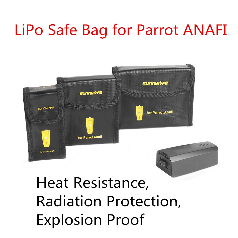 

3pcs LiPo Safety Bag Battery Protective Case for Parrot Anafi Drone Batteries Explosion-proof Storage Bag--Capacity 6 Batteries