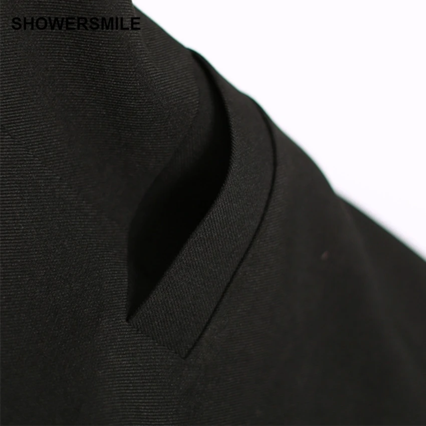 SHOWERSMILE Short Vest Women Sleeveless Blazer Black Suit Vest Female Waistcoat Office Lady Slim Fit Spring Vest For Women