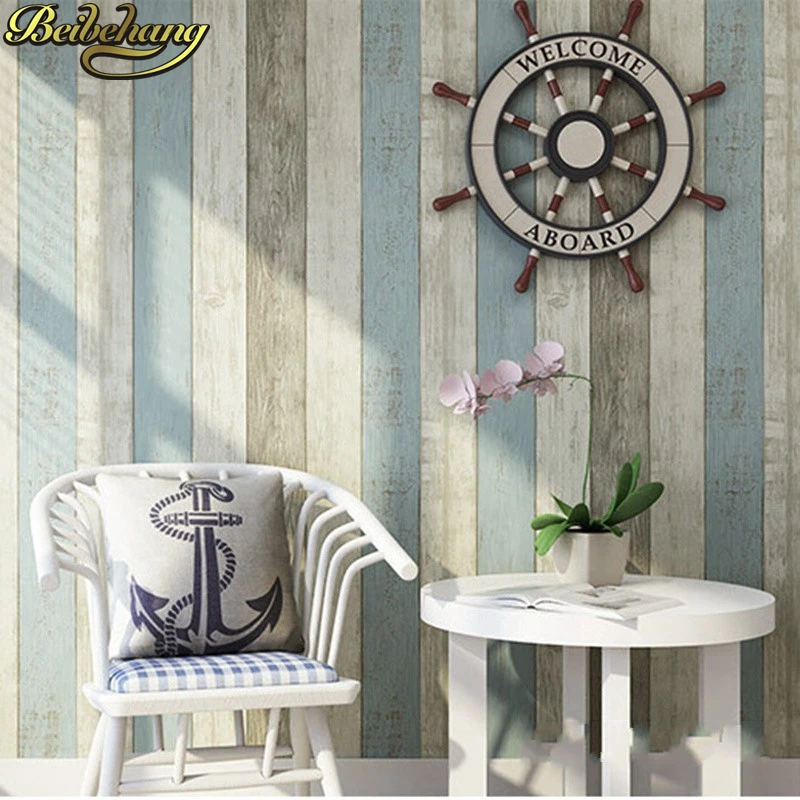 beibehang Thick waterproof PVC self-adhesive wallpaper Mediterranean wallpaper decorative furniture renovation stickers