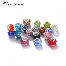

New Arrival Full Crystal Copper Inside Material Big Hole Loose Beads charm For DIY Jewelry Bracelet For European Bracelets XZ53