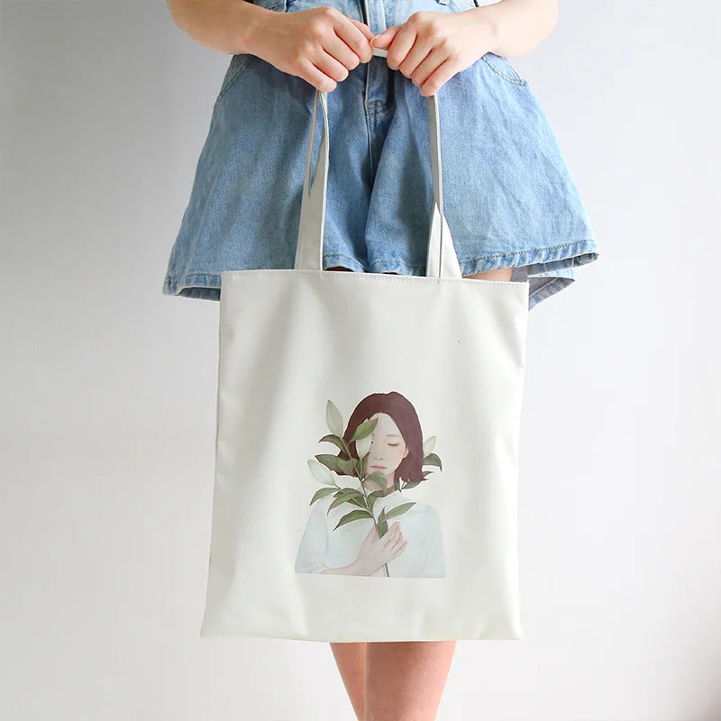 

0756 canvas pu bag simple college portable shoulder storage bag
