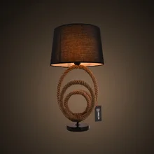 Винтаж пеньковый Канат настольная лампа, Ретро американский офисные страна гостиная спальня ночники идиллической украшение стола лампа