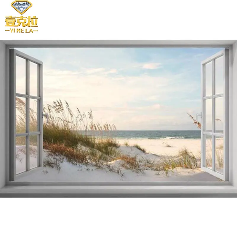 

Daimond Painting Beach by the window Painting Cross Stitch Home Decor Full Square Drill Rhinestones Mosaic Diamond Embroidery