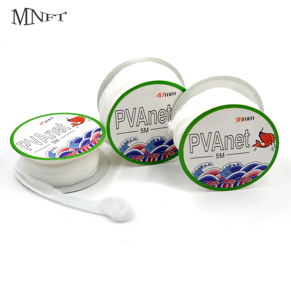 

MNFT 5M Carp Fishing Feeder 25/38/47mm Water Dissolving PVA Narrow Mesh Tube Net Lures Boilie Bait Net for Bait Throwing