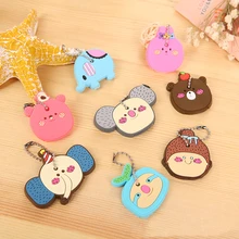 Силиконовое кольцо для ключей, колпачок, чехол, милые животные, форма головы, брелок, розовый медведь, слон, коала, настольные наборы, школьные канцелярские принадлежности