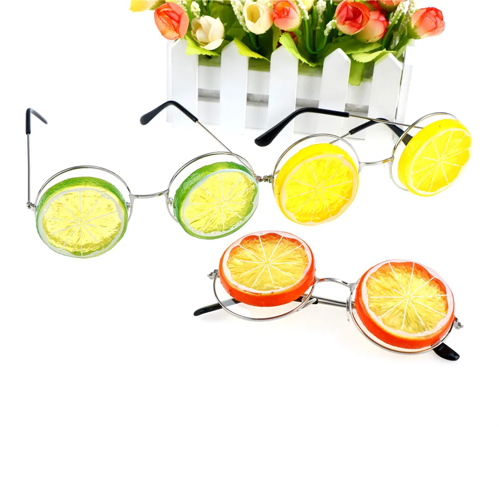 

Funny Lemon Tropical Beach Party Miami Style Costumes Photobooth Props Glitter Beach Glasses Event Party Supplies Decoration