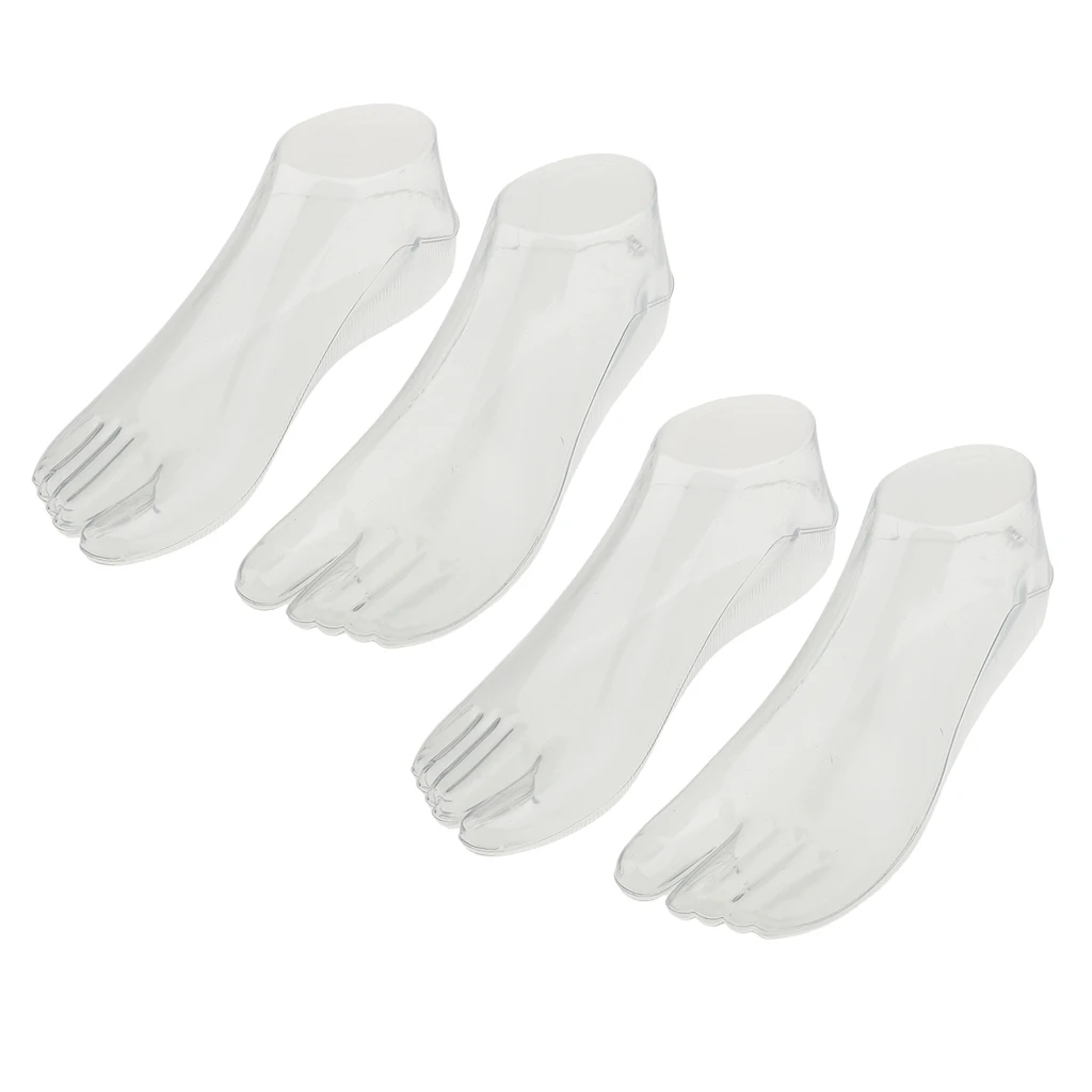 2Pair Female Feet Mannequin Foot Thong Style Sandal Sock Display Model Clear
