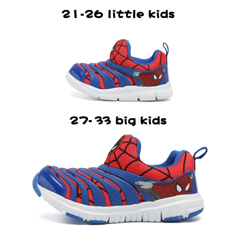 Весна-Осень, детская обувь с человеком-пауком для мальчиков, кроссовки для девочек, спортивный Детский Повседневный светильник, дышащая детская обувь для мальчиков - Цвет: bule red