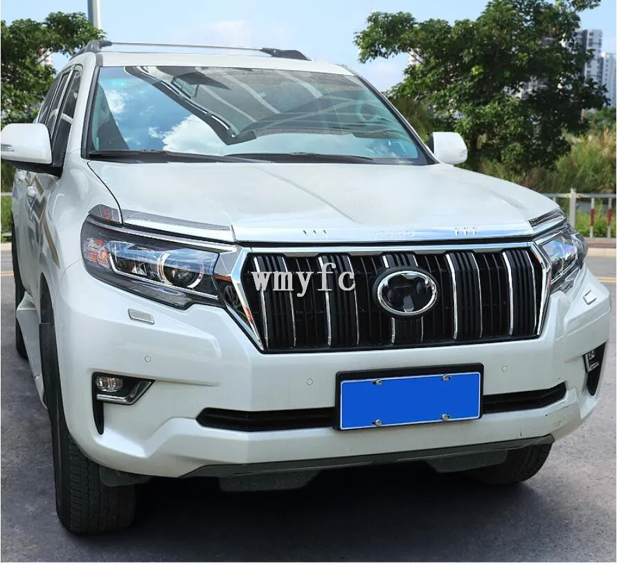 Skup ABS Chrome przednia kratka zderzaka kaptur silnik + reflektor światła pokrywa wykończenia dla TOYOTA LAND CRUISER PRADO 150 FJ150 2018 2019