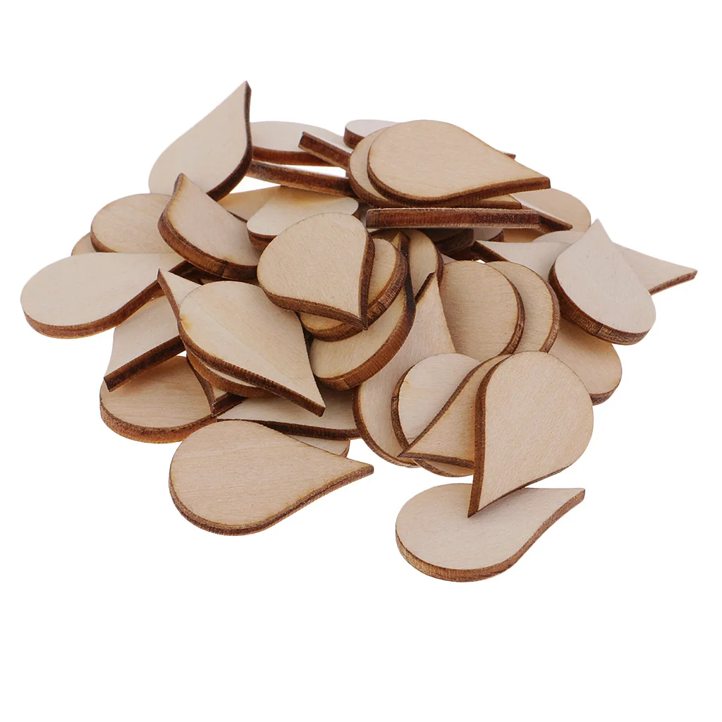 Wooden MDF Drop Shapes Craft Blank Wood Embellishment for Scrapbooking Wedding Party Baby Feet Christmas Decorations DIY