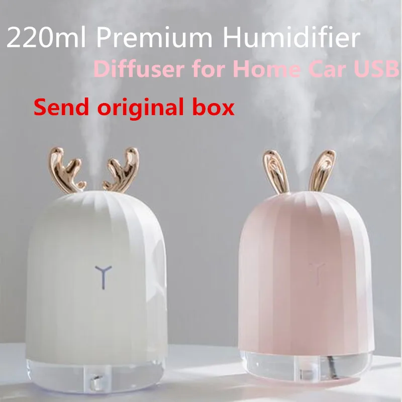 

air humidifier essential oil diffuser 220ML Ultrasonic Air Diffuser for Home Car USB Fogger Mist Maker with LED Night Lamp