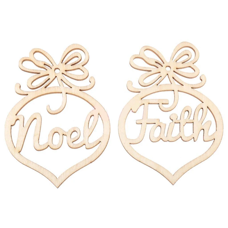 10Pcs/lots  MDF Wooden Christmas Hanging Tags Embellishments Craft Ornaments Tree Decor