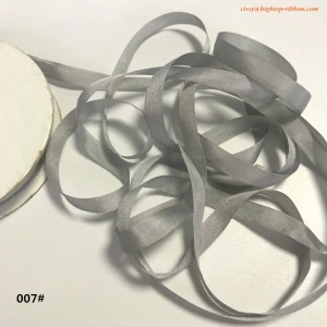7 мм шелковая лента тутового шелкопряда чистый натуральный шелк атласная тафта однотонные ленты для вышивки - Color: 007