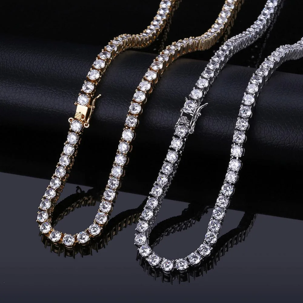 JINAO الذهب/الفضة/Rosegold اللون مثلج خارج سلسلة الهيب هوب النحاس مايكرو تمهيد CZStone 3/5 مللي متر تنس سلسلة قلادة مع 18 \