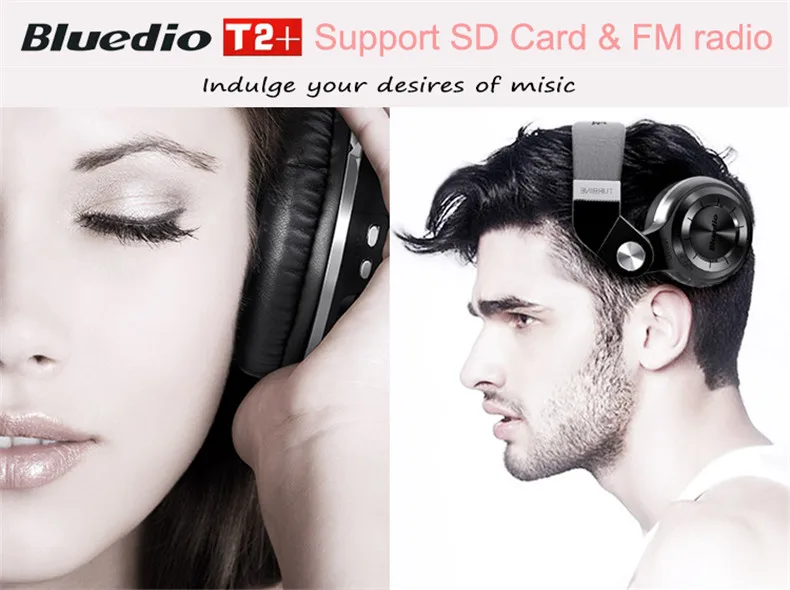 Bluedio T2+ fashionable foldable over the ear bluetooth headphones BT 4.1 support FM radio& SD card functions Music calls (1)