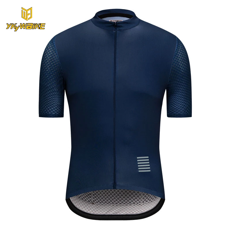 YKYWBIKE с коротким рукавом Pro велосипедные майки Джерси для горного велосипеда одежда высокого качества дышащая велосипедная одежда Ropa Ciclismo - Цвет: Deep Blue