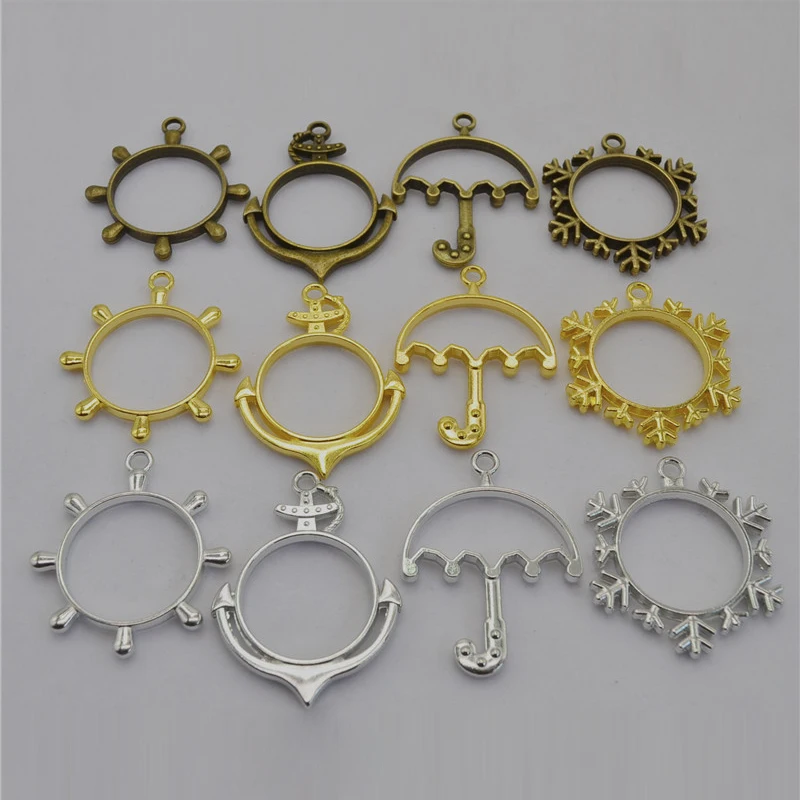

Cabochon UV Resin Epoxy alloy frame bottom Charm Photo Frame Bronze Tone Ancient Necklace Bracelet Pendant DIY Jewelry Supplies