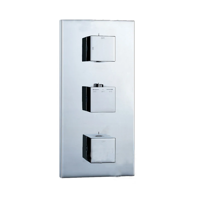 Concealed Thermostat Shower Faucet Water Valve Three Knobs Control Shower Head Function Brass