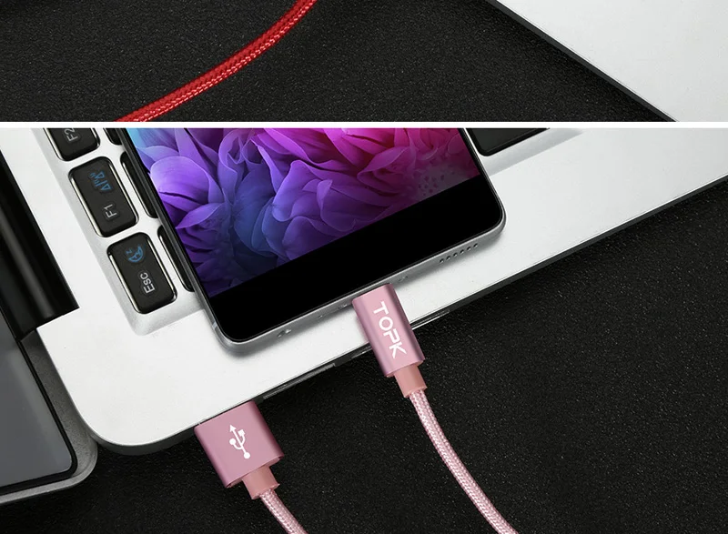 [3 шт. в упаковке] кабель TOPK usb type C с нейлоновой оплеткой корпус из алюминиевого сплава мягкий плетеный провод USB C кабель для устройств и разъемов type-C