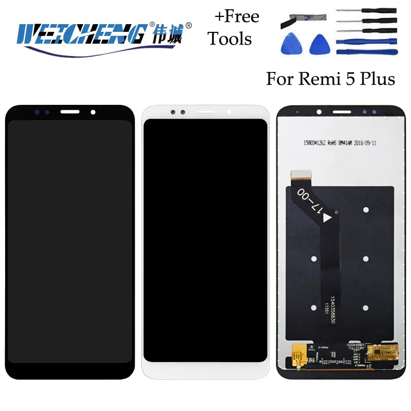 

WEICHENG For Xiaomi Redmi 5 Plus LCD Display +Touch Screen Assembly 100% New FHD 5.99" Digitizer Replacement for redimi 5 plus