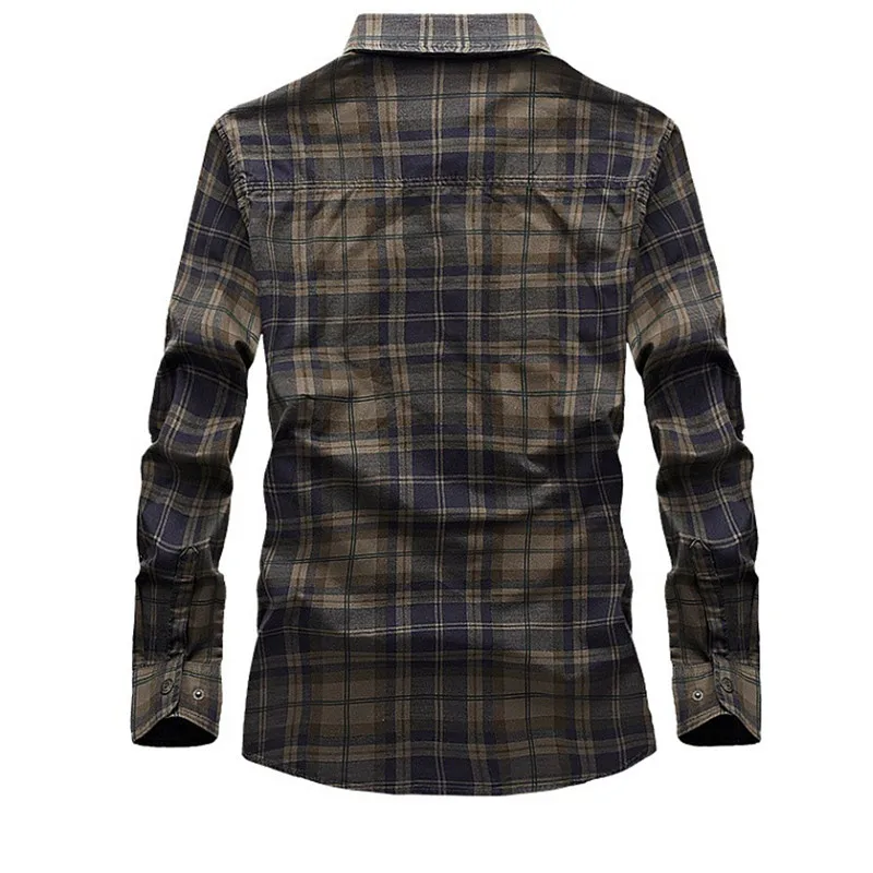  Men Plaid Breathable Outdoor Shirts Long Sleeve 100% Cotton Tops Sports Cargo Camping Climbing Male