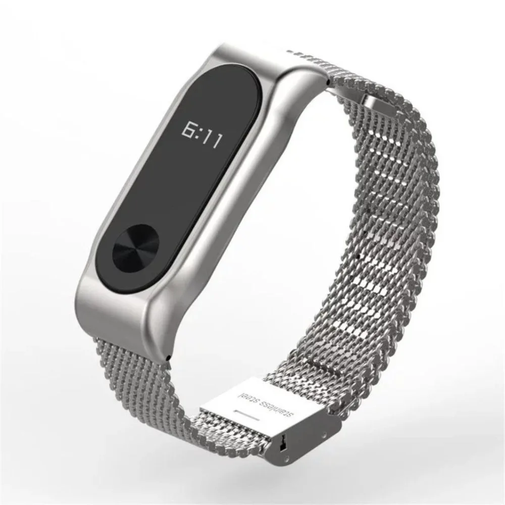 Ремешок из нержавеющей стали для Xiaomi mi band 2 сетчатые металлические ремешки замены