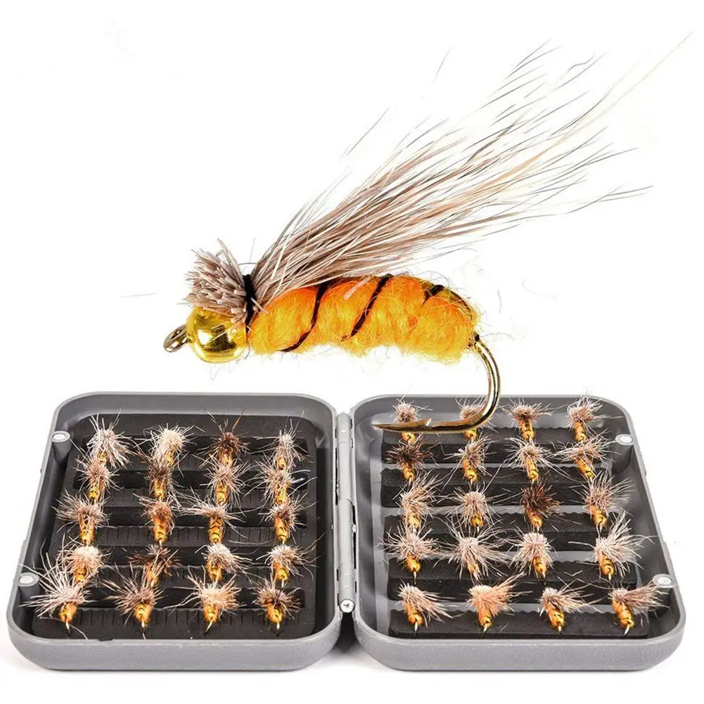 

LGFM-40pcs Fly Fishing Lure Bionic Hooks - High Simulation Flies Fish Bait (Yellow Flies)