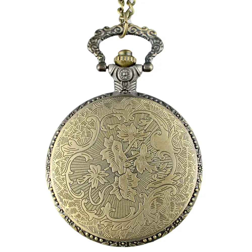 Винтаж Бронзовый Змея Графический кварцевые карманные часы с цепочкой Ретро для мужчин женщин классический кулон, ожерелье подарок