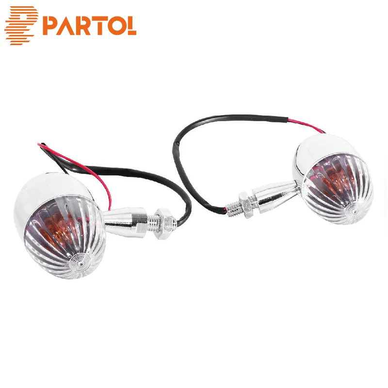 

Partol 2 pieces Motorcycle Motorbike Turn Signals Lamp Mark lihgt indicator Light Mini Bullet For Cruiser Chopper Cafe Racer