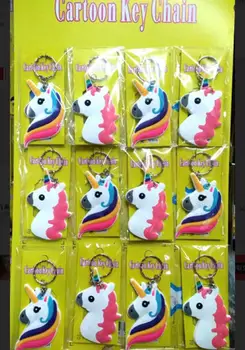 

New 5sheet/60Pcs Popular Cartoon unicorn Key Chains Metal 3D Stereo Key Ring Party Gifts SM230