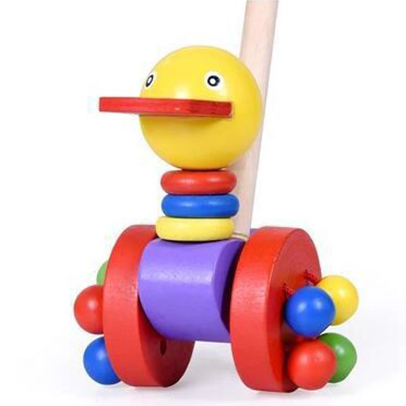 

Funny Kids Children Toddler Wooden Push And Pull Along Toys Small Handcart HOT