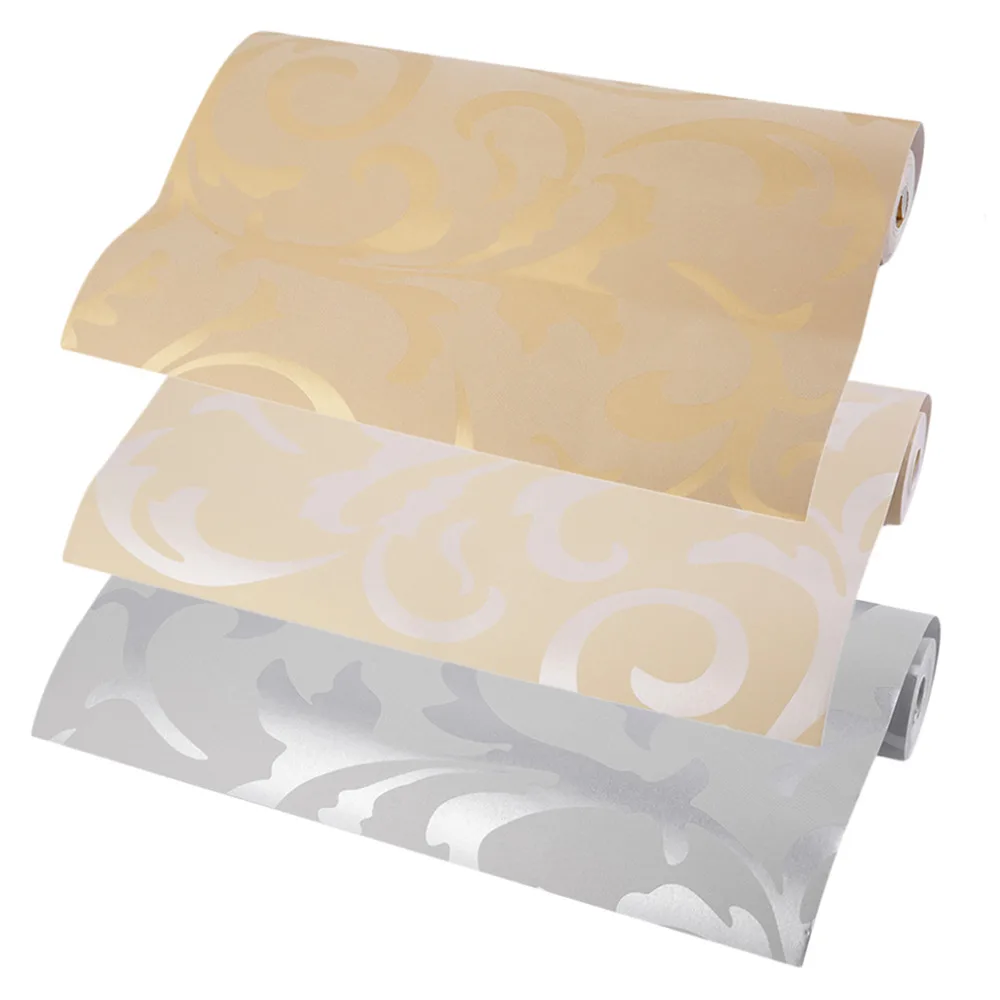 53cm x 10m Modern Luxury Cream Damask Textured Wallpaper Roll Beige Champagne Brand New