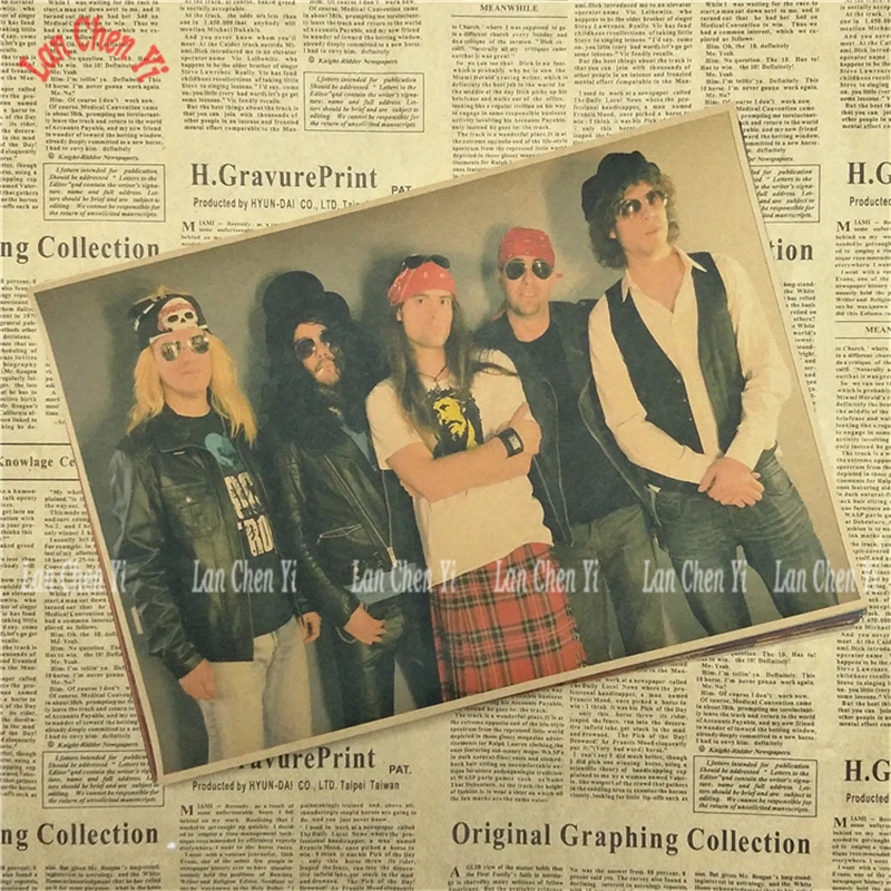 Рок-группа guns N' Roses ностальгическая матовая крафт-бумага плакат офис подарок столовая домашний Декор стикер дизайн - Цвет: Тёмно-синий