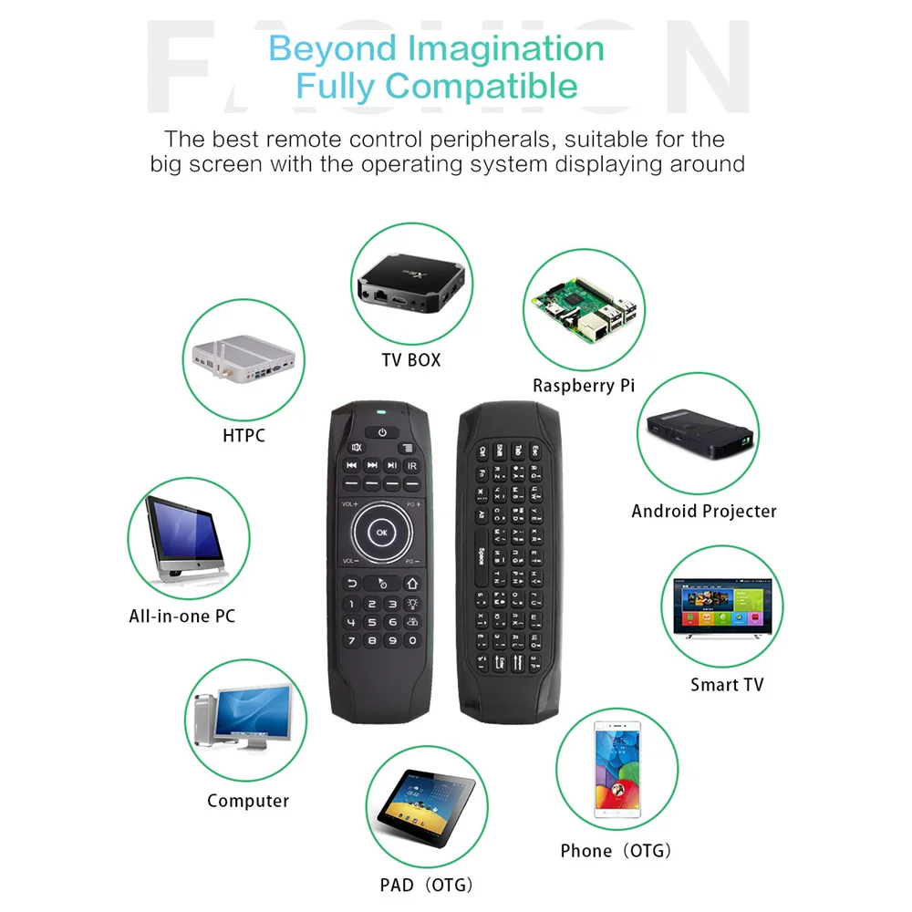 G7 Backlight Russian&English mini keyboard air mouse 2.4G wireless 6-Axis Gyro smart remote control IR learn for x96 tv box