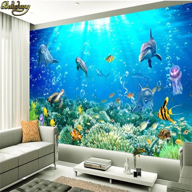 Beibehang papel de parede Personalizzato Foto Murale Carta Da Parati  Adesivi Murali 3D Effetti Underwater World TV Da Parete - AliExpress