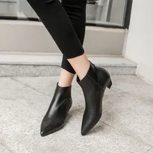 COOTELILI/ботильоны; женская повседневная обувь на каблуке; женские черные ботинки из мягкой кожи; Женские ботинки в байкерском стиле с острым носком; Botas Mujer