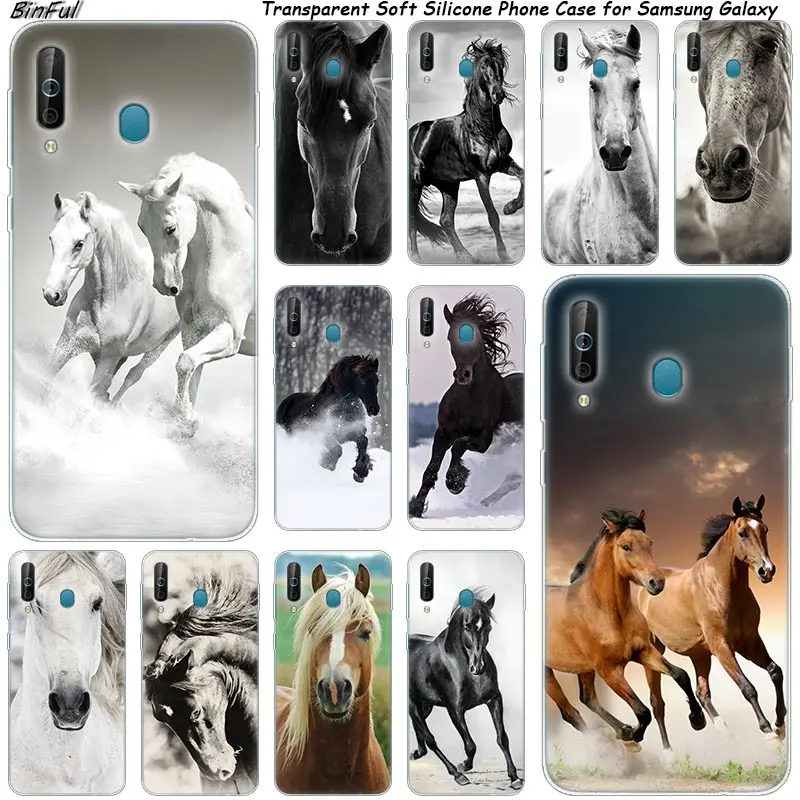 

Hot Horses Running Silicone Phone Case For Samsung Galaxy A80 A70 A60 A50 A40 A40S A30 A20E A2CORE M40 Note 10 Plus 9 8 5 Cover