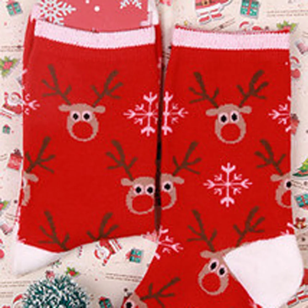 Модные милые Лось Снеговик Санта Клаус печати Вязание носки для девочек для женщин Рождество теплые носки Рождественский подарок высо