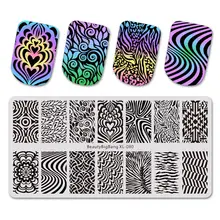 Beautybigbang Stamping Plates Kaleidoscope Wave Figure Image Stainless Steel Nail Stamping Plate For Nail Art Printing XL-080