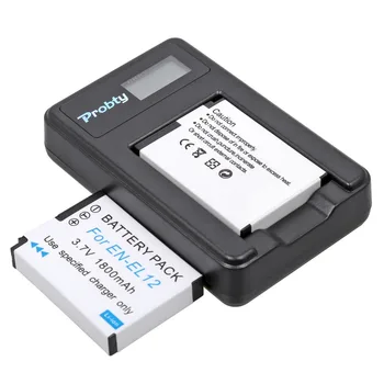 

2Pcs Probty EN-EL12 EN EL12 + USB LCD Charger for NIKON Coolpix AW100 AW110 AW120 S9900 S9700 S9500 S9300 S9200 S8200 S6300 P330