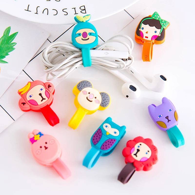 10pcs/lot Stationery buttoned cable Organizer Cartoon cute Snap style Charger Headphone Home storage necessary soft | Дом и сад