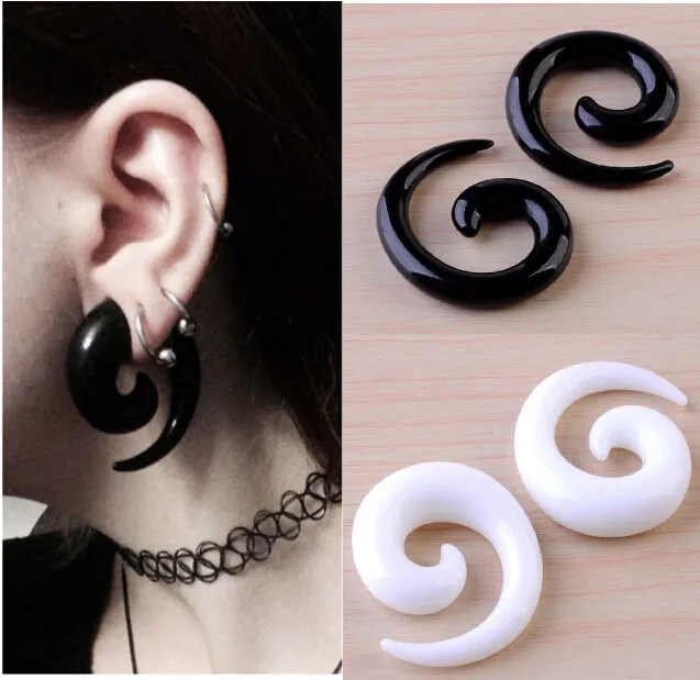White or Clear Double Flare 1x Super Smooth Acrylic Ear Tunnel Stretchers Soft & Flexible Taper Body Jewellery Plug Choice of Black
