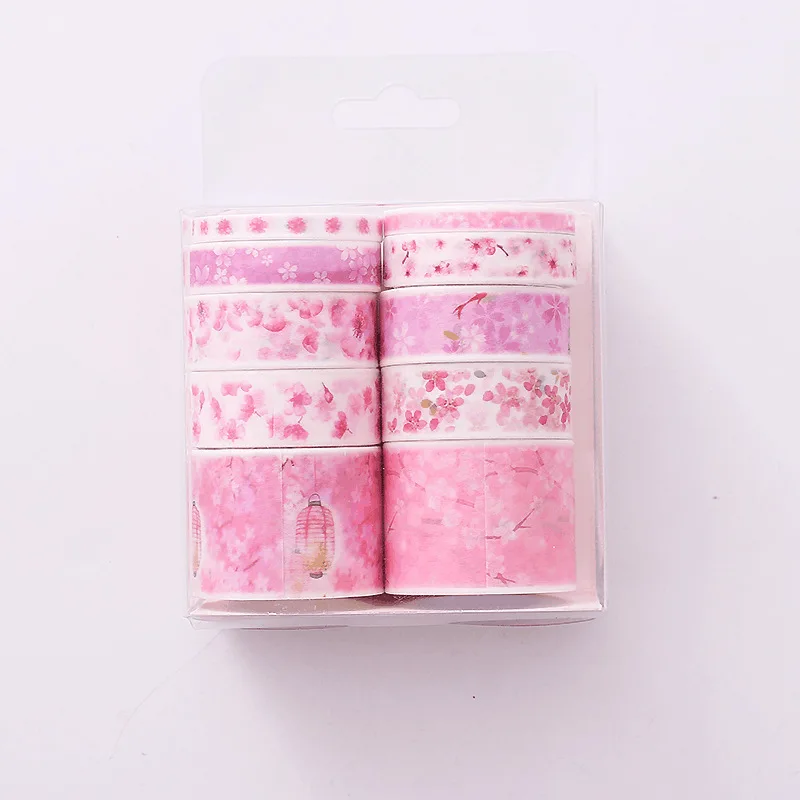 10 шт./кор. милые животные васи лента набор украшения стикер Скрапбукинг дневник клейкая маскирующая лента канцелярские школьные принадлежности - Цвет: sakura