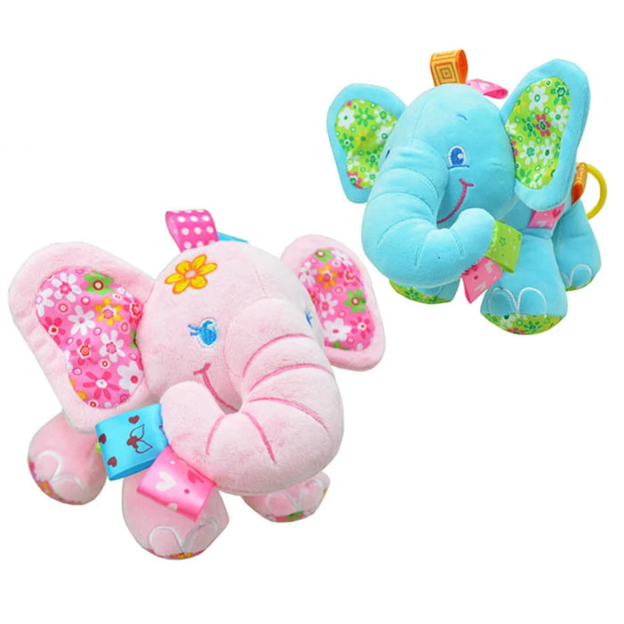 15 см* 24 см погремушки для младенцев слон в розовом синем цвете подвеска на коляску кроватку игрушка ручная погремушка плюшевая кукла кровать висячая WJ175