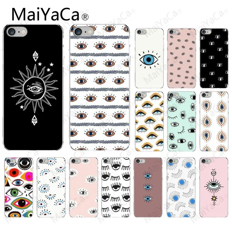 

MaiYaCa Luxury Relief DIY Eyes Couple Transparent Cell Phone Case for Apple iPhone 8 7 6 6S Plus X XS MAX 5 5S SE XR Cellphones