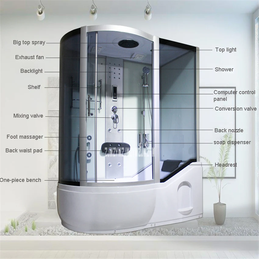 A5 Household Bathroom Shower Room Integrated One-piece Shower Room Tempered Glass Steam Shower Room With Bathtub 110V/220V 3000W